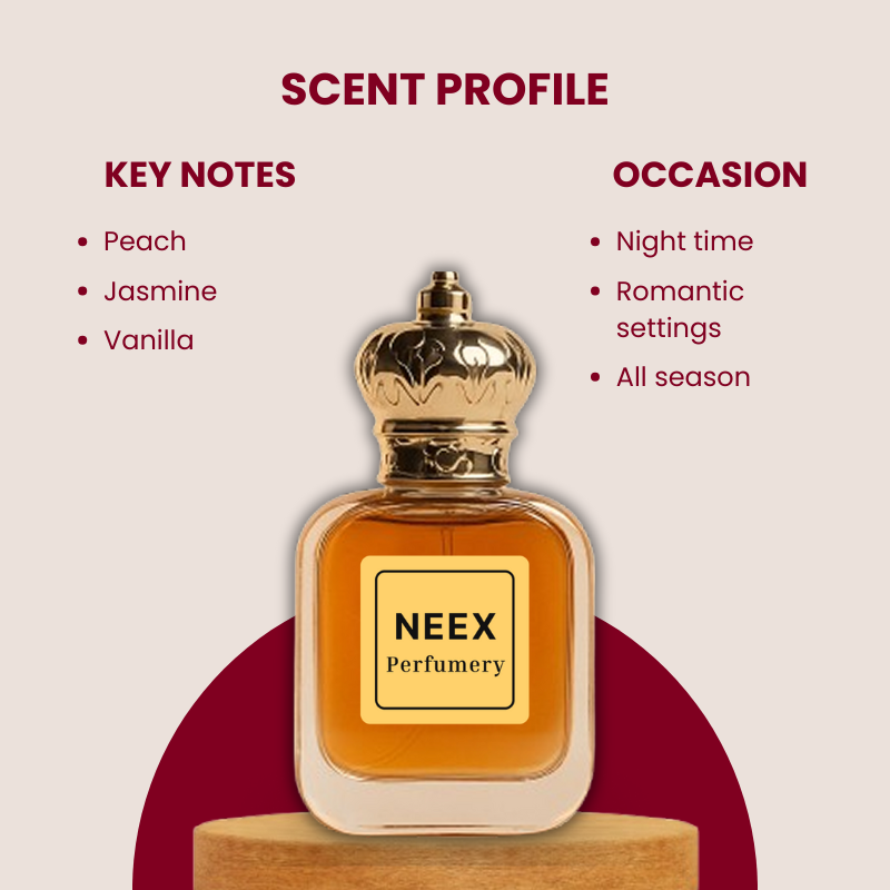 Luxury fragrance with peach, jasmine, vanilla – soft & seductive