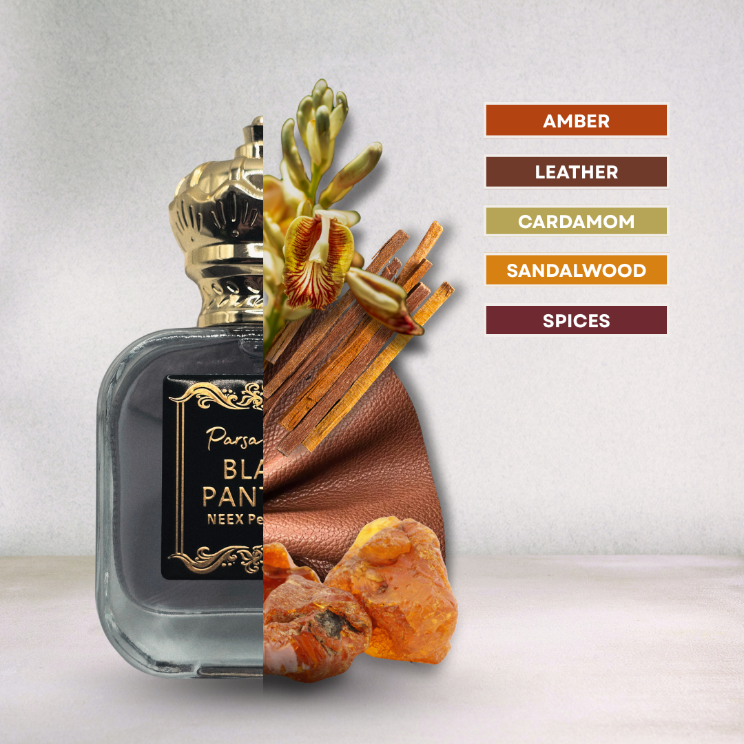 Luxury fragrance with leather, brandy, ambergris – bold & intoxicating