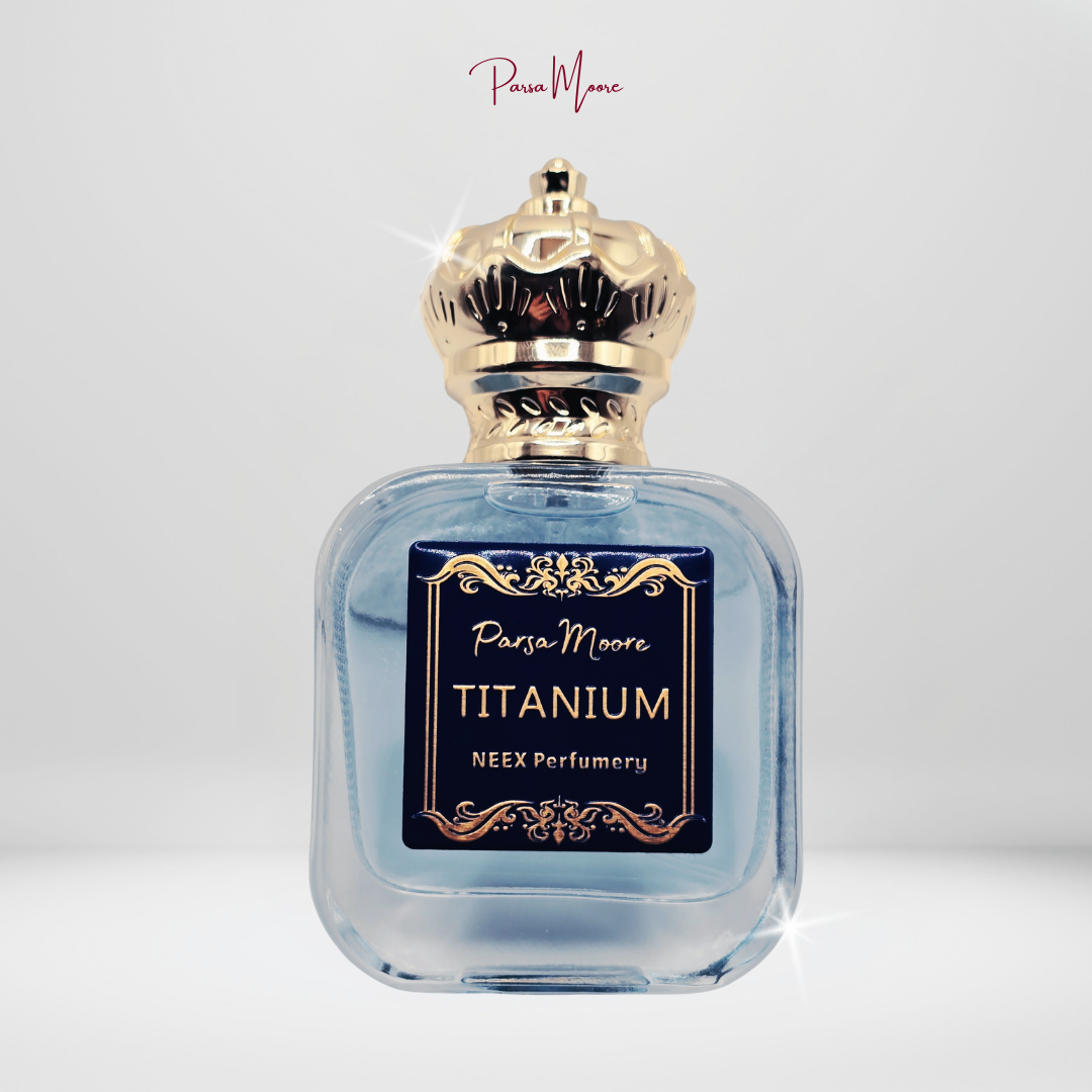 NEEX Titanium perfume bottle – original creation by Parsa Moore