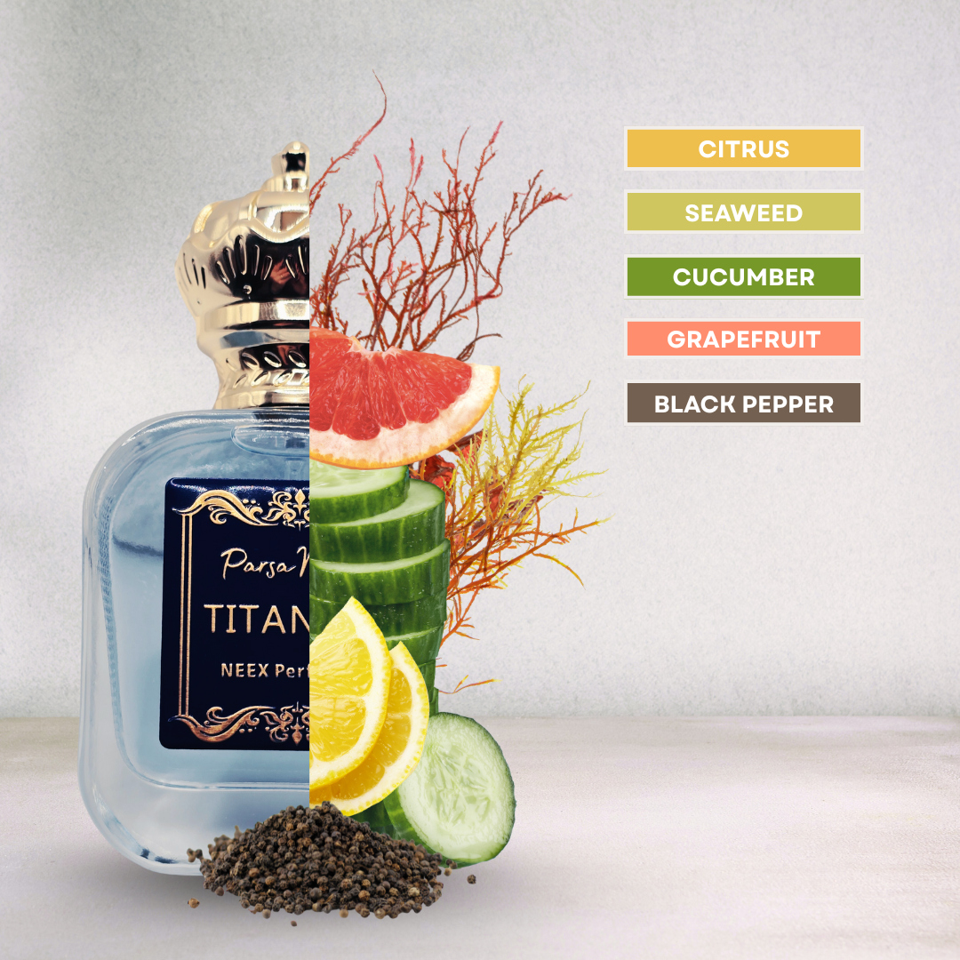 Luxury fragrance with citrus, seaweed, black pepper – bold & fresh