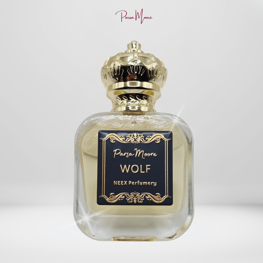 NEEX Wolf perfume bottle – bold oud and leather fragrance