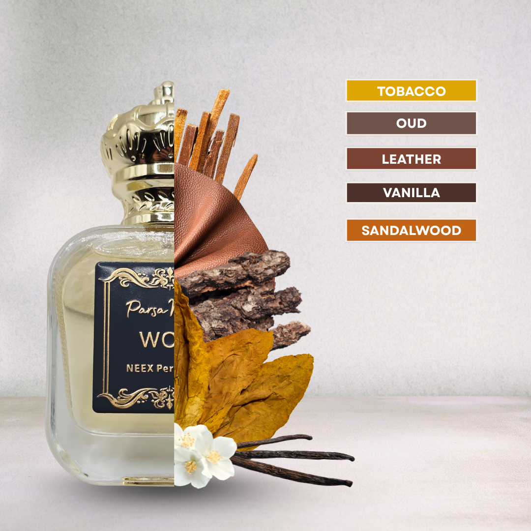 Luxury fragrance with oud, tobacco, leather – intense & commanding