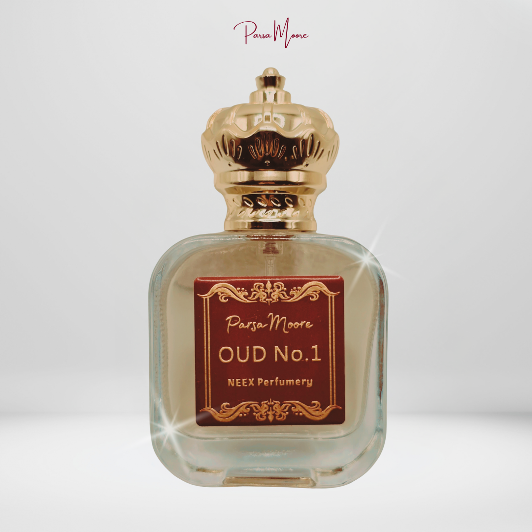 NEEX Oud No.1 perfume bottle – created by Parsa Moore