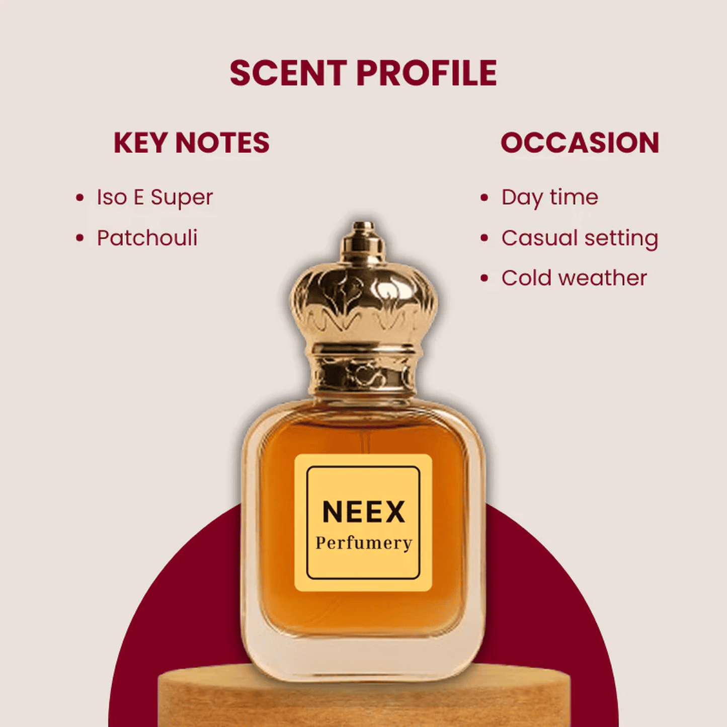 Luxury fragrance with patchouli, Iso E Super – earthy & elegant