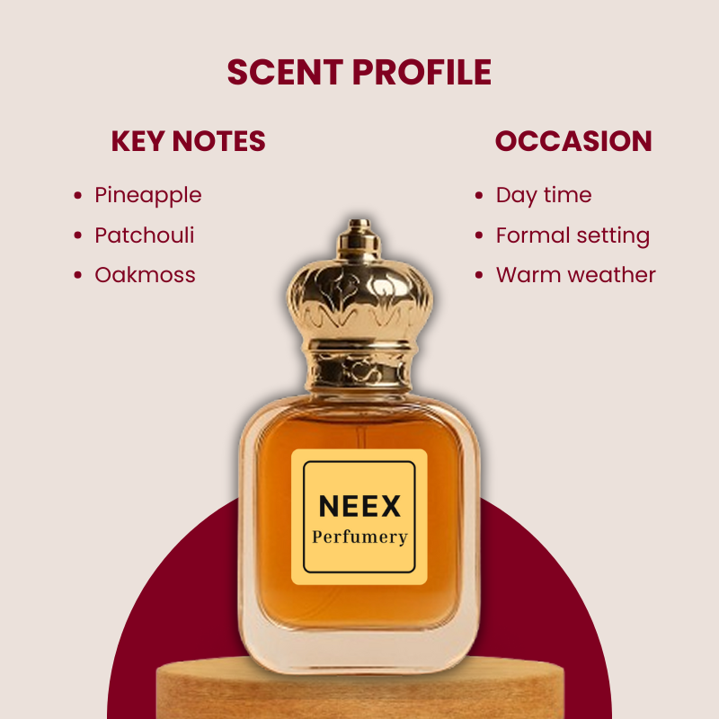 Luxury fragrance with pineapple, patchouli, oakmoss – sophisticated & fresh