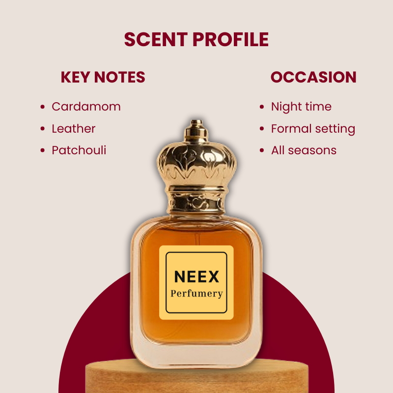 Luxury fragrance with cardamom, leather, patchouli – sophisticated & bold