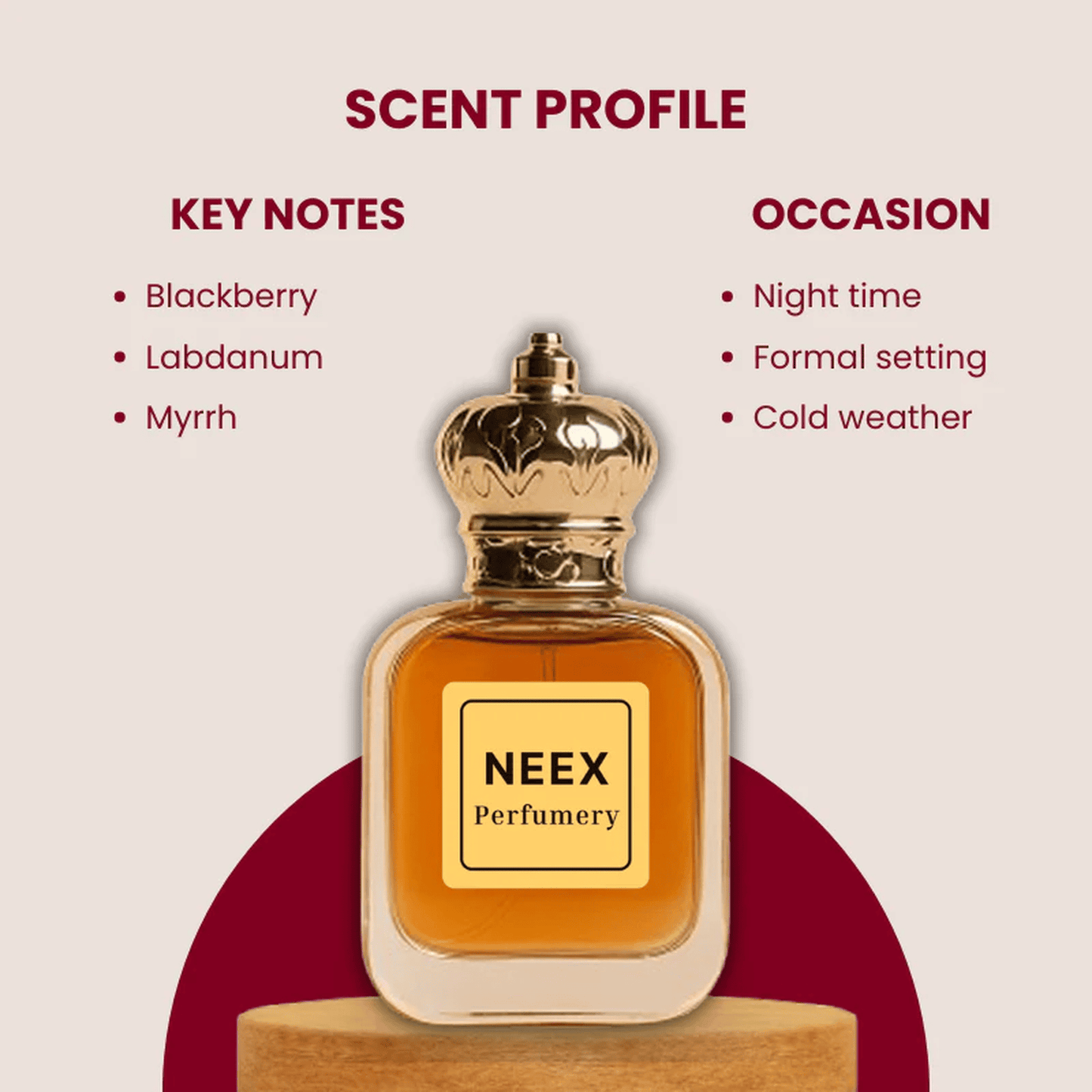 Luxury fragrance with blackberry, labdanum, myrrh – rich & sophisticated