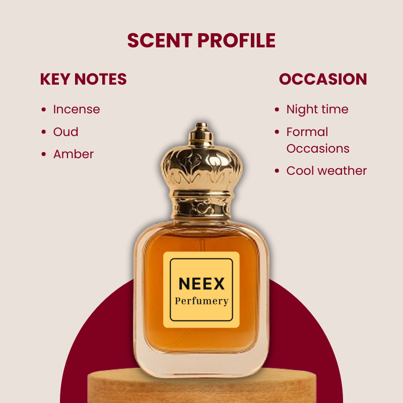 Luxury fragrance with incense, oud, amber – long-lasting