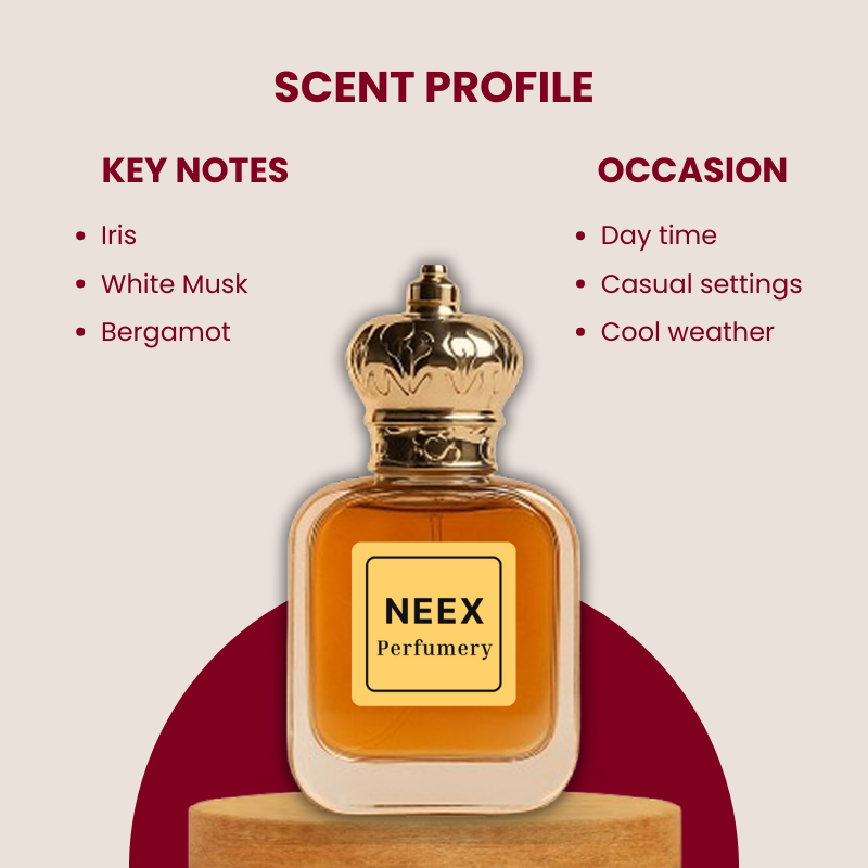 Luxury fragrance with iris, white musk, bergamot – light & elegant