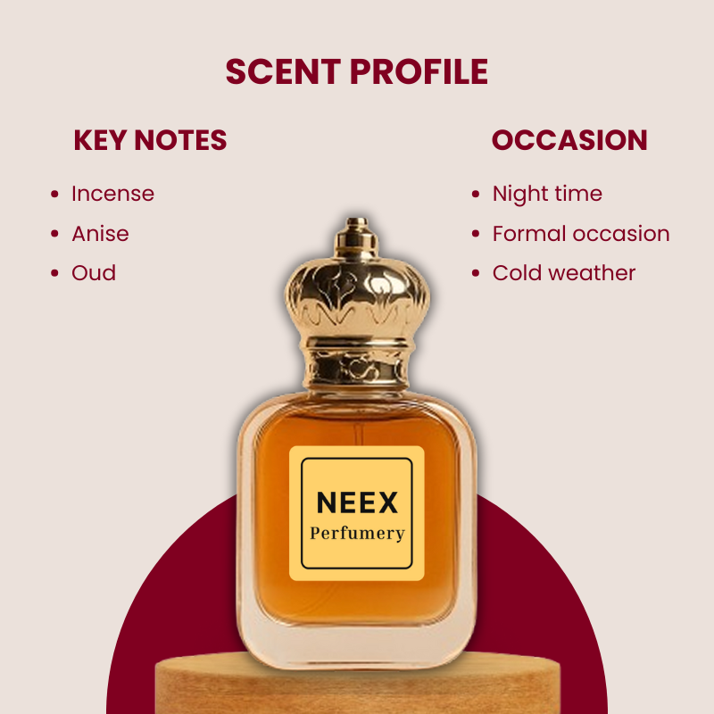 Tobacco amber fragrance with incense, anise, and oud – spiced and refined