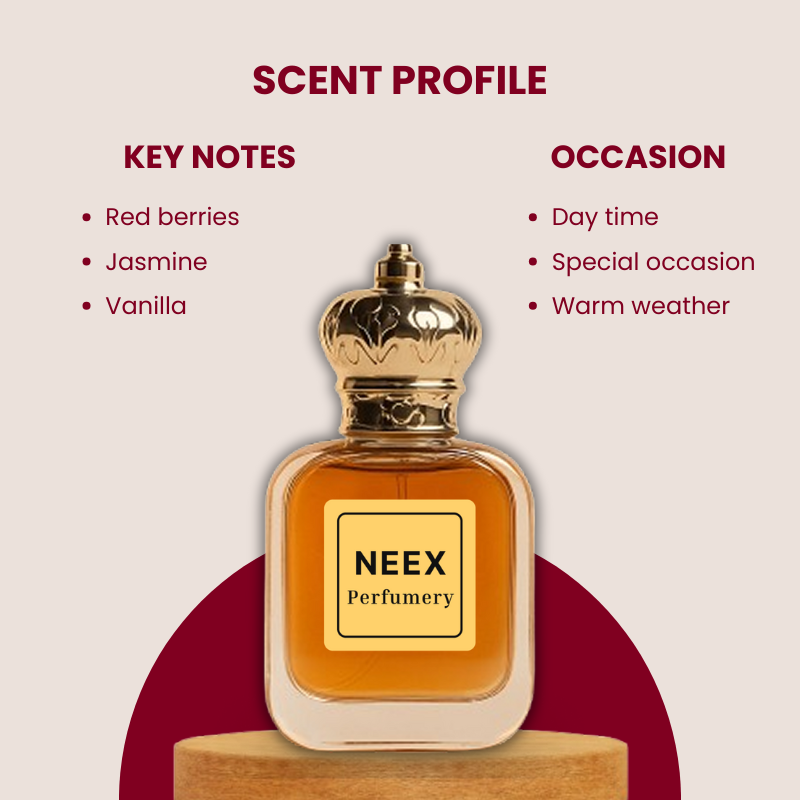 Luxury fragrance with red berries, jasmine, vanilla – bright & playful