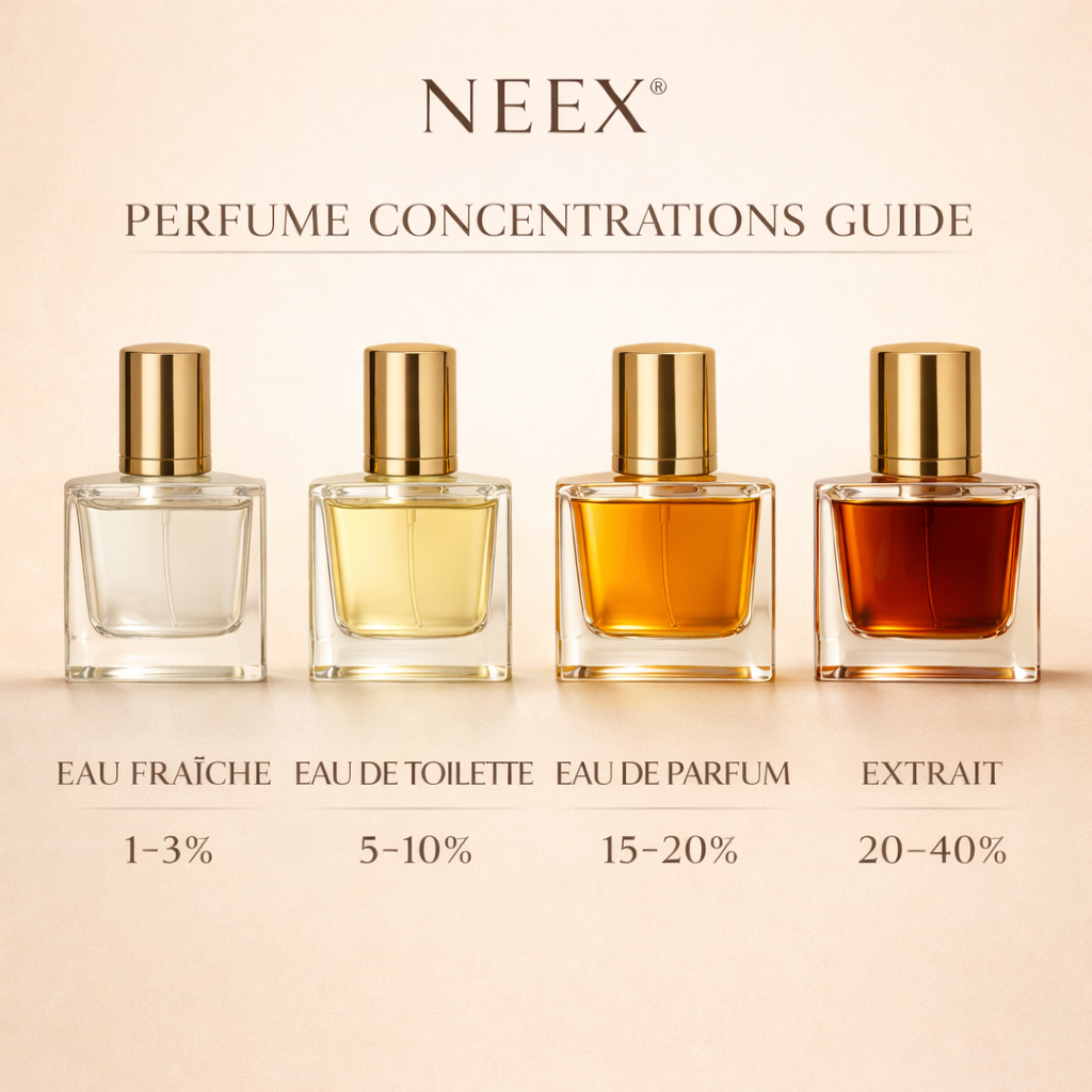 Perfume Concentrations Explained: Eau Fraîche, Eau de Toilette, Eau de Parfum, and Extrait de Parfum