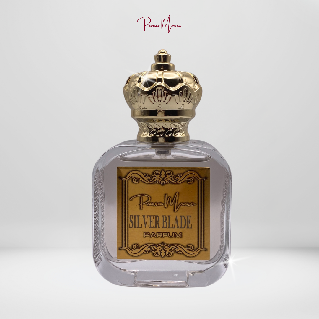 NEEX Silver Blade perfume bottle – original creation by Parsa Moore
