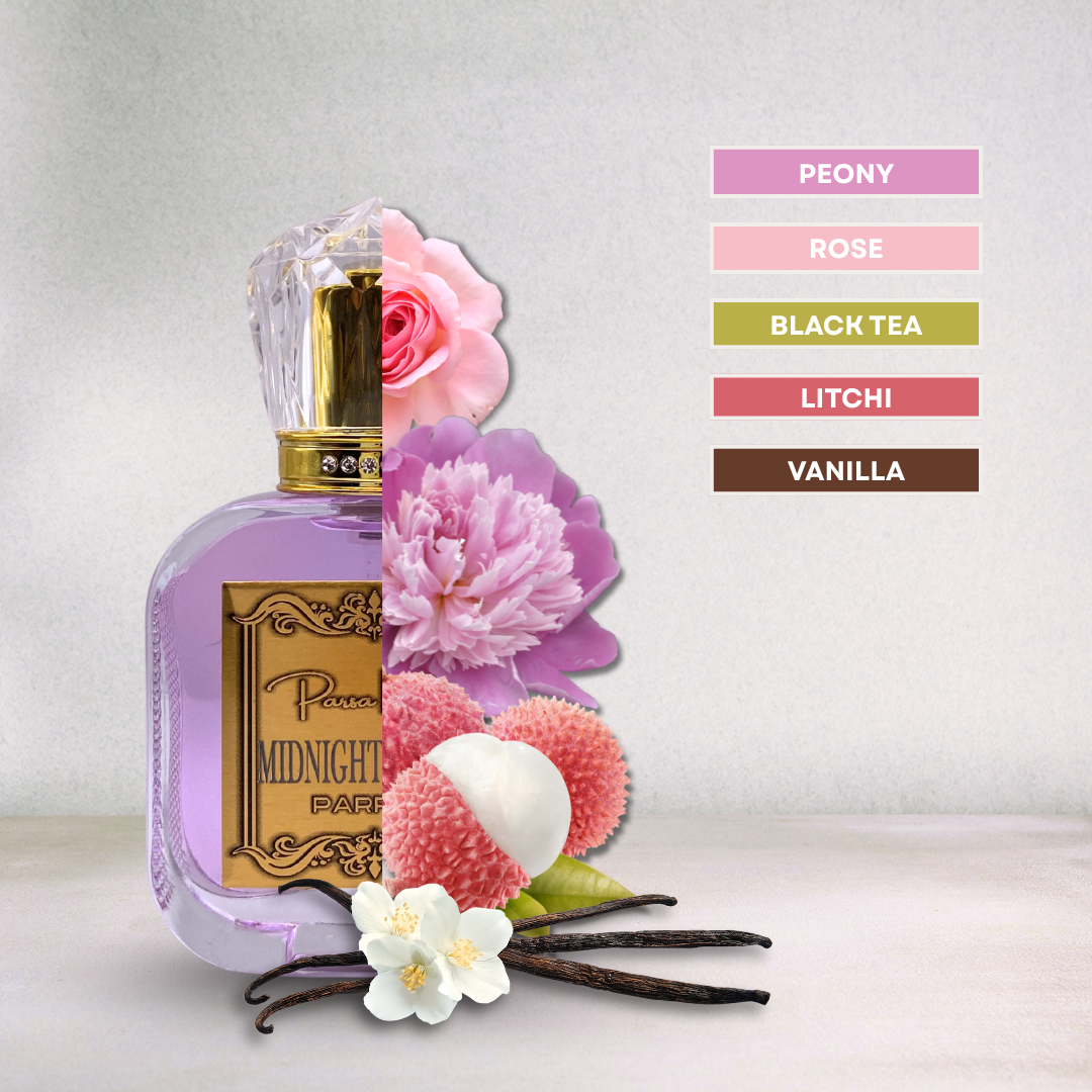 Luxury fragrance with mandarine, peony, black tea – fresh & elegant