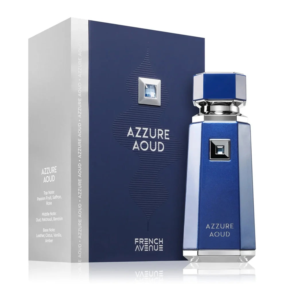 Azzure Aoud perfume bottle and packaging on a white background