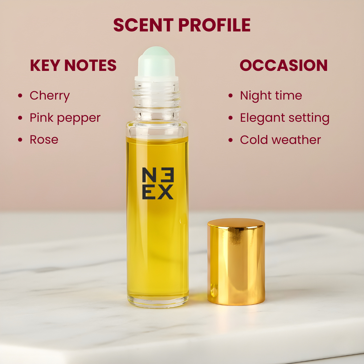 Concentrated fruity chypre perfume oil with notes of sweet raspberry, earthy patchouli, and clean musk – intimate & seductive.