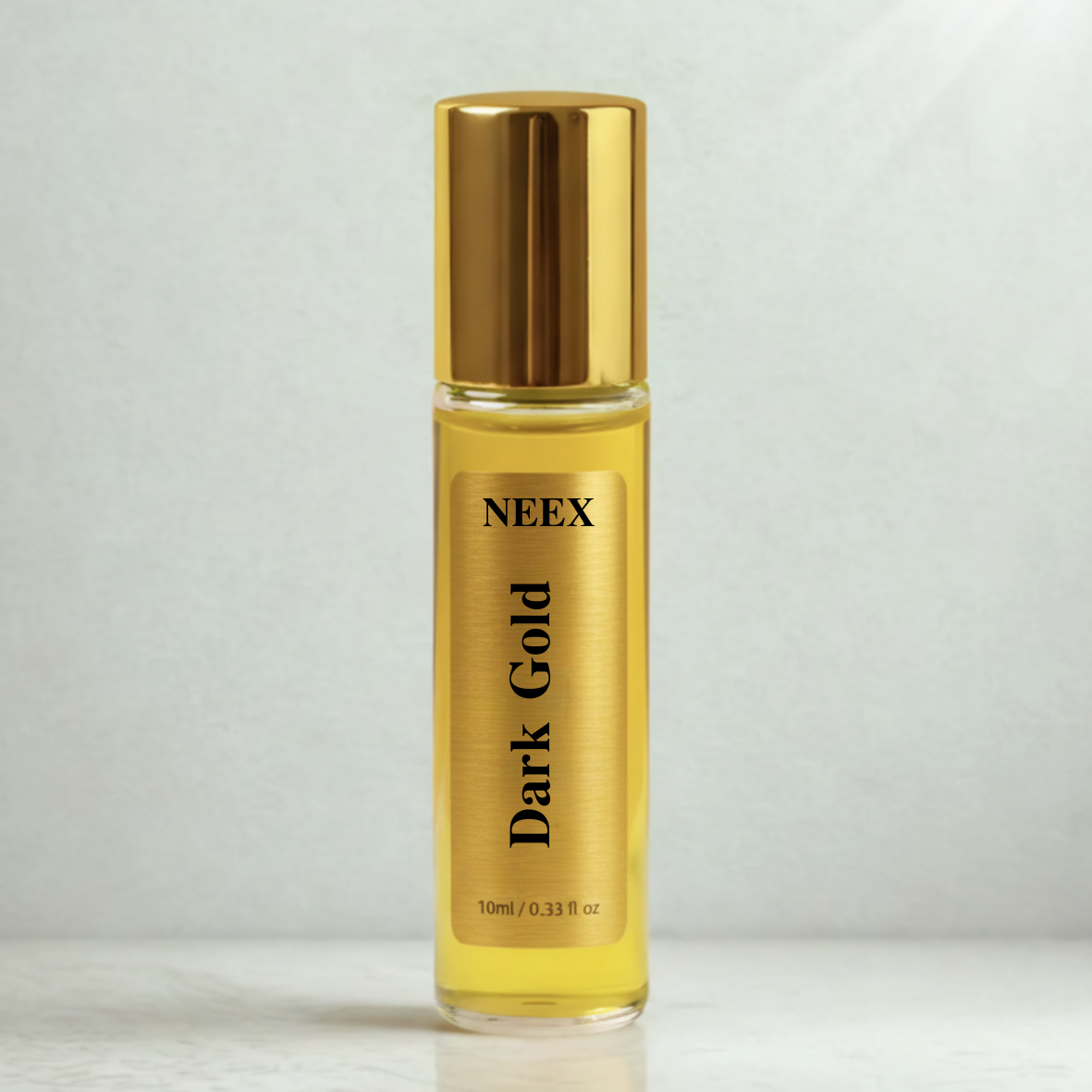 Experience NEEX Dark Gold Oil, inspired by Black Gold, blending aromatic spices with smooth leather and warm amber woods. A bold fragrance ideal for evenings.