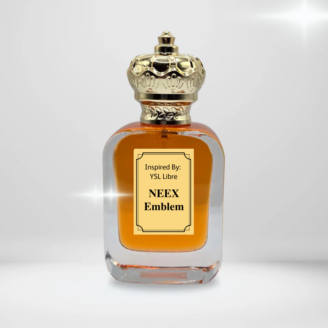 Experience NEEX Emblem, inspired by YSL's Libre. A powerful, long-lasting blend of fresh French lavender, burning orange blossom, and warm Madagascar vanilla.