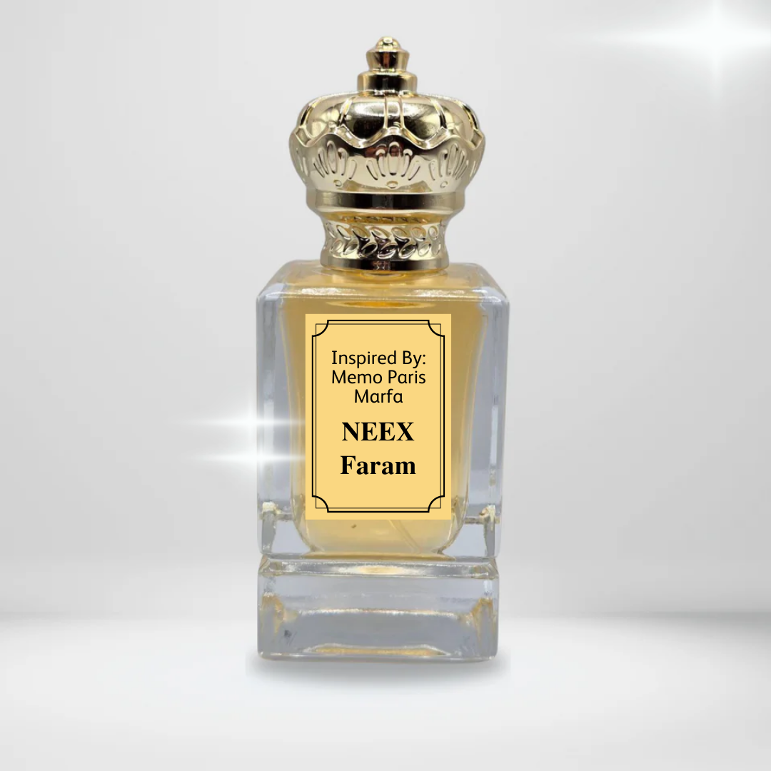 Experience NEEX Faram, inspired by Marfa, with notes of orange blossom, tuberose, and sandalwood. A hypnotic fragrance perfect for warm, creative nights.