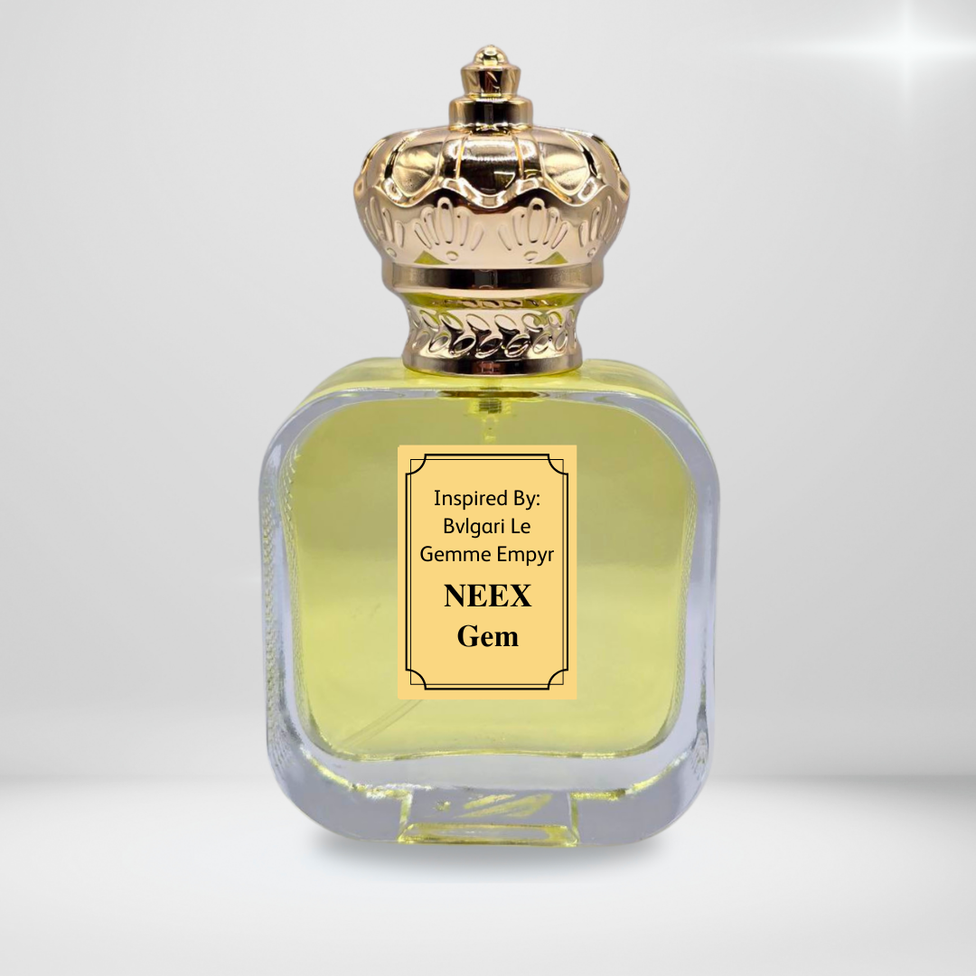 NEEX Gem – Inspired by Le Gemme Empyr by Bvlgari. A refined woody fragrance with ginger, sandalwood, and amber. Perfect for elegant fall and winter wear.