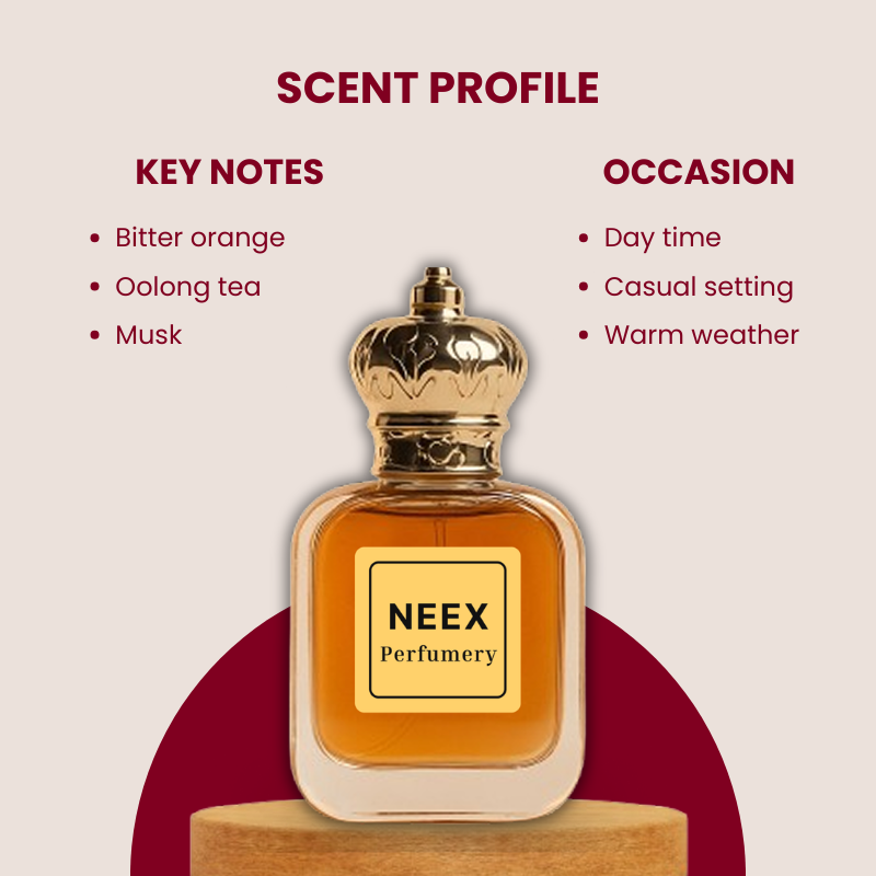 Sophisticated aromatic woody perfume with a bright opening of bitter orange and a soft, clean musk base – serene & comforting.