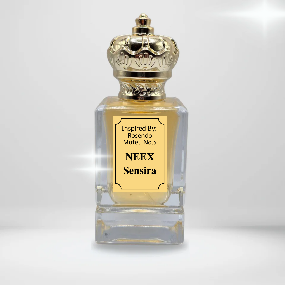 Experience NEEX Sensira, inspired by Rosendo Mateu's No. 5. An explosive, long-lasting amber masterwork blending exotic spices, rich carnation, warm vanilla, and a hypnotic musk.