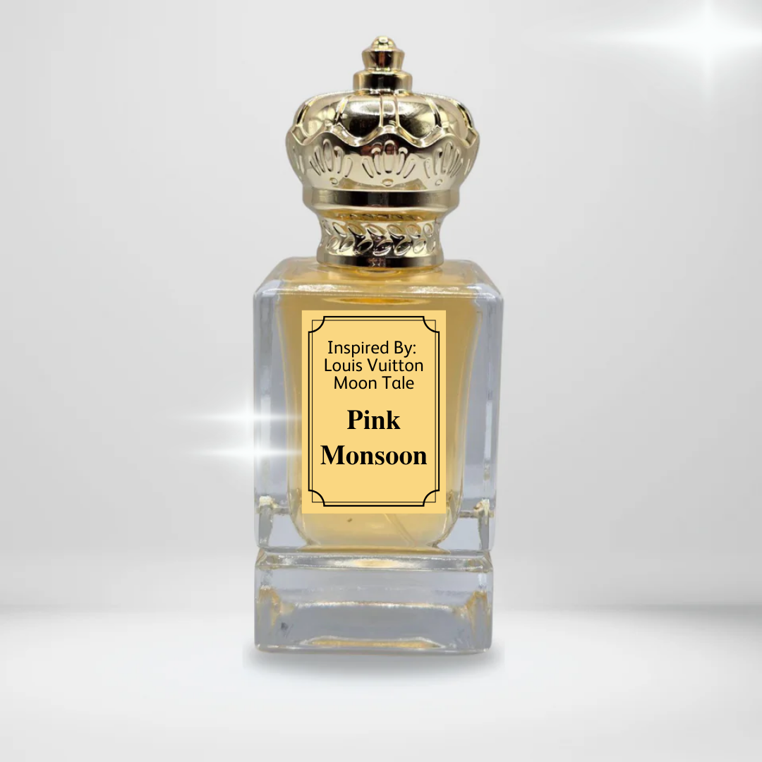 Experience Pink Monsoon, inspired by Louis Vuitton's Moon Tale. A luminous, long-lasting blend of sweet raspberry, fresh peony, rich jasmine, and soft, velvety white musk.
