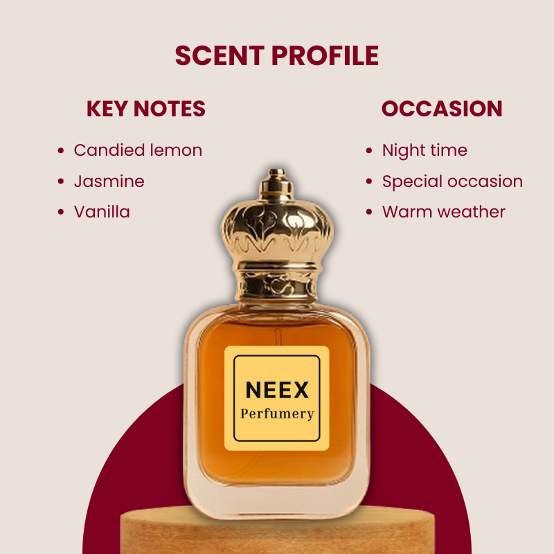 Luxury fragrance with candied lemon, jasmine, vanilla – soft & charming