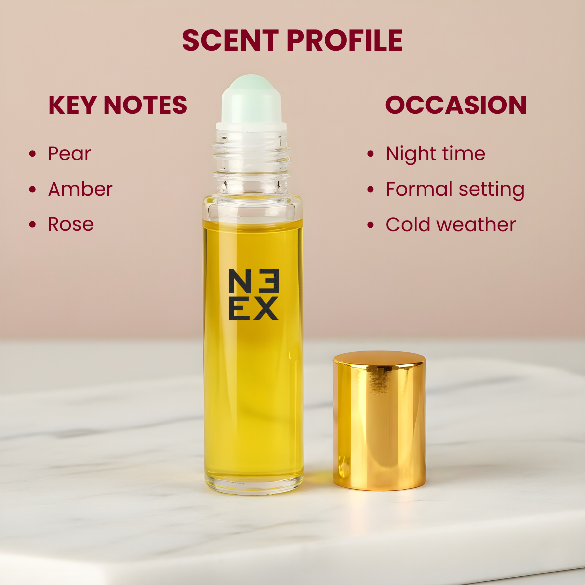 Luxury fragrance with ambrette, amber, and soft woods – sensual & elegant