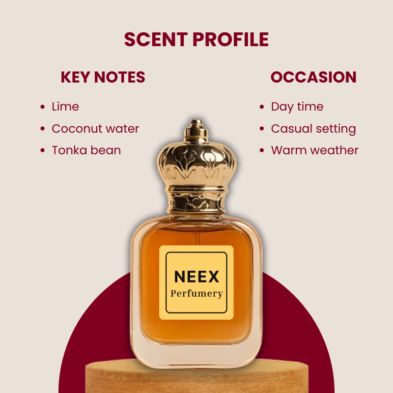 Luxury fragrance with lime, coconut water, tonka bean – bright coastal floral