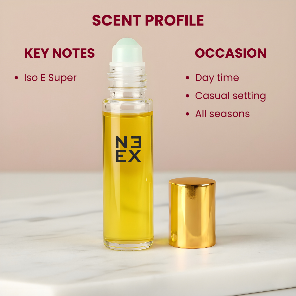 Luxury perfume oil with ISO E Super – clean & modern