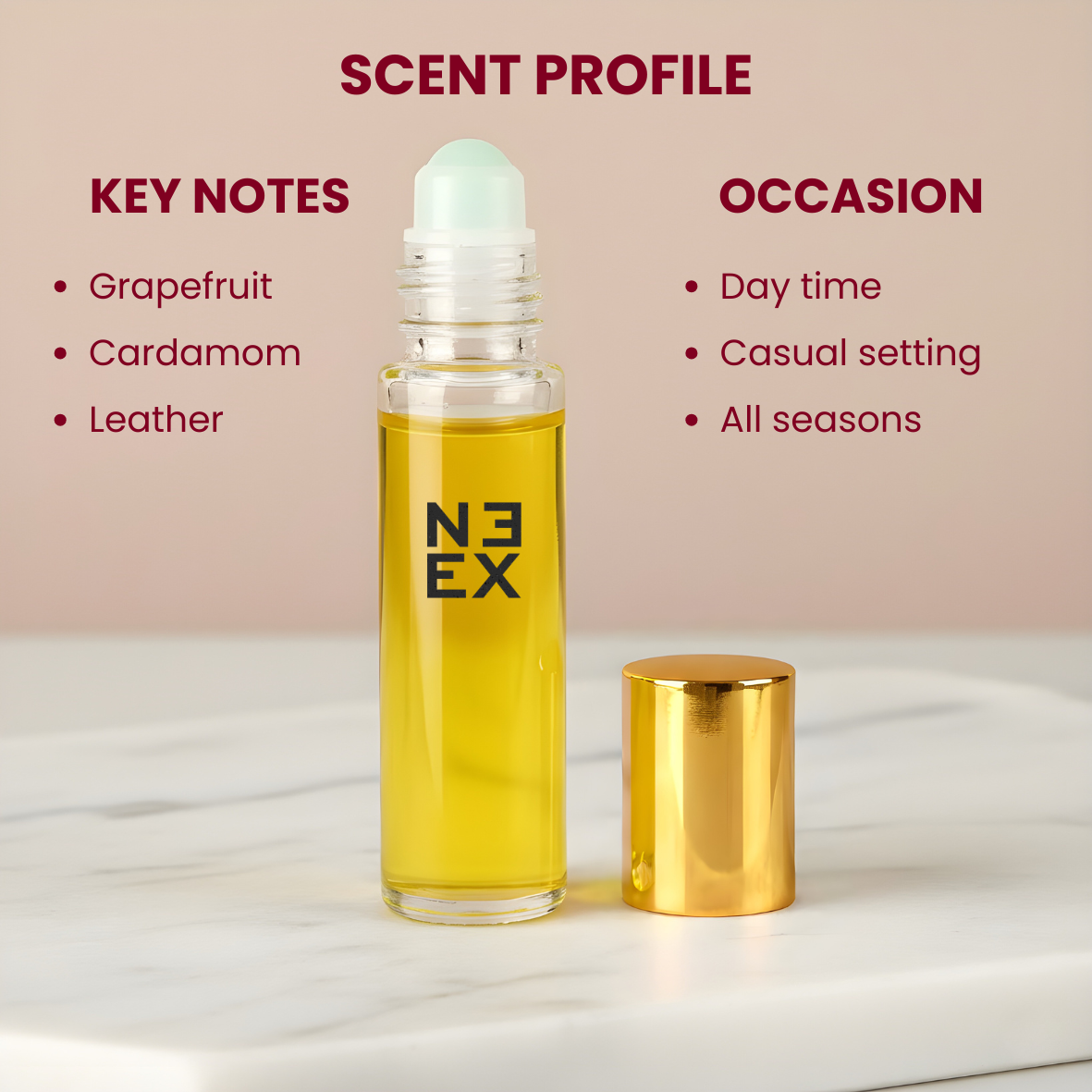 Luxury perfume oil with grapefruit, cypress and leather – sleek & urban