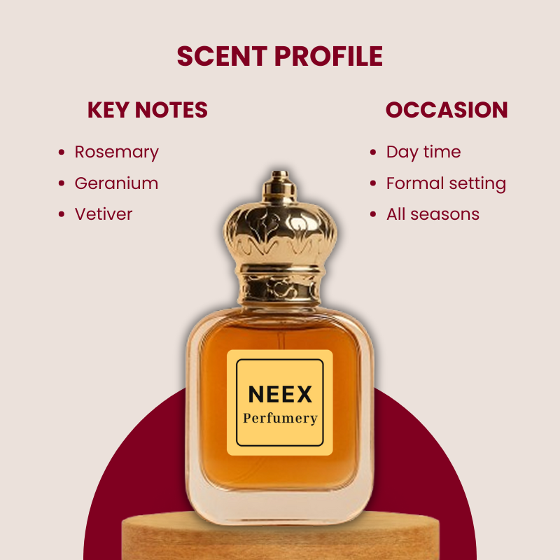 Luxury fragrance with rosemary, geranium, vetiver – crisp & refined