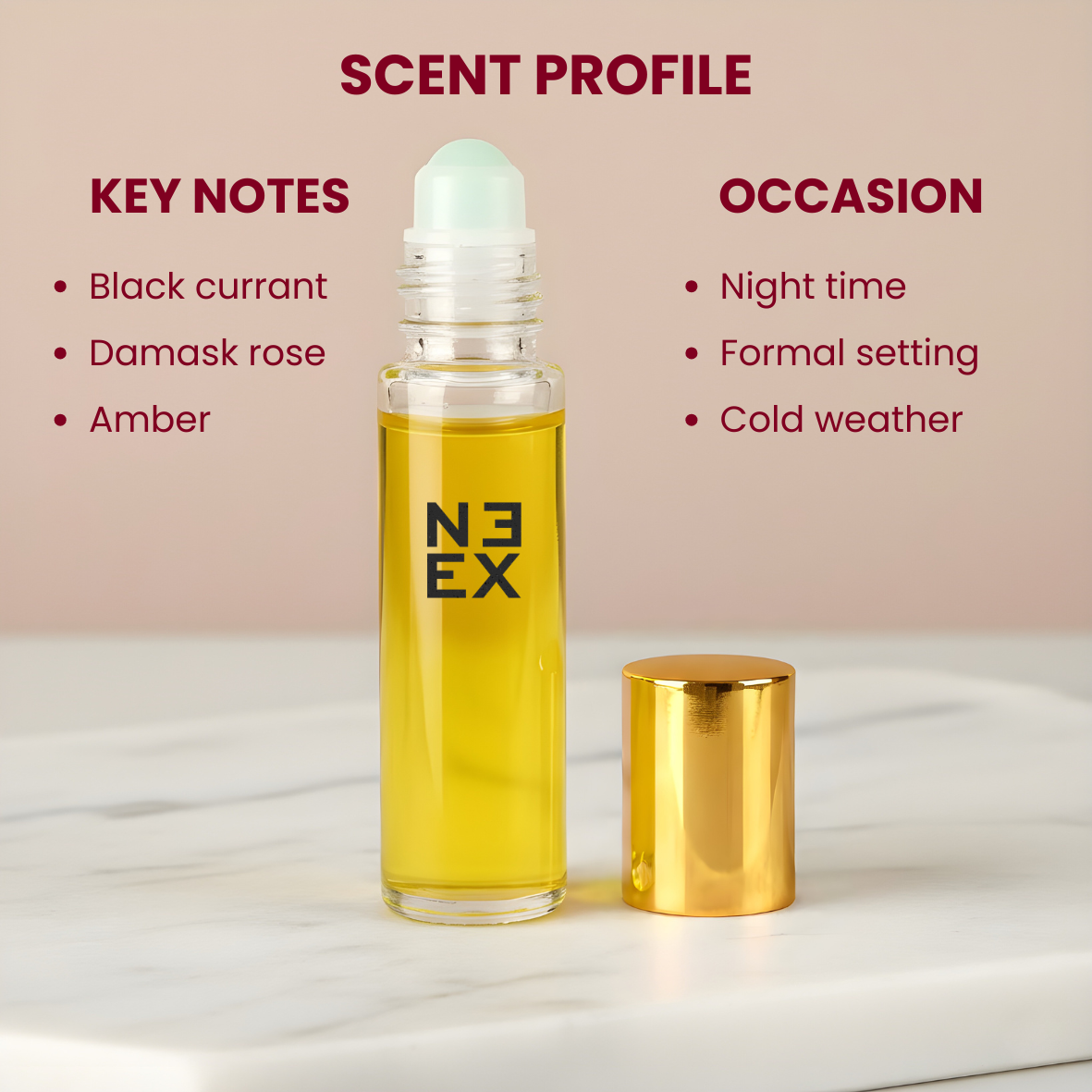 Black currannt, damask rose, amber – sensual & elegant