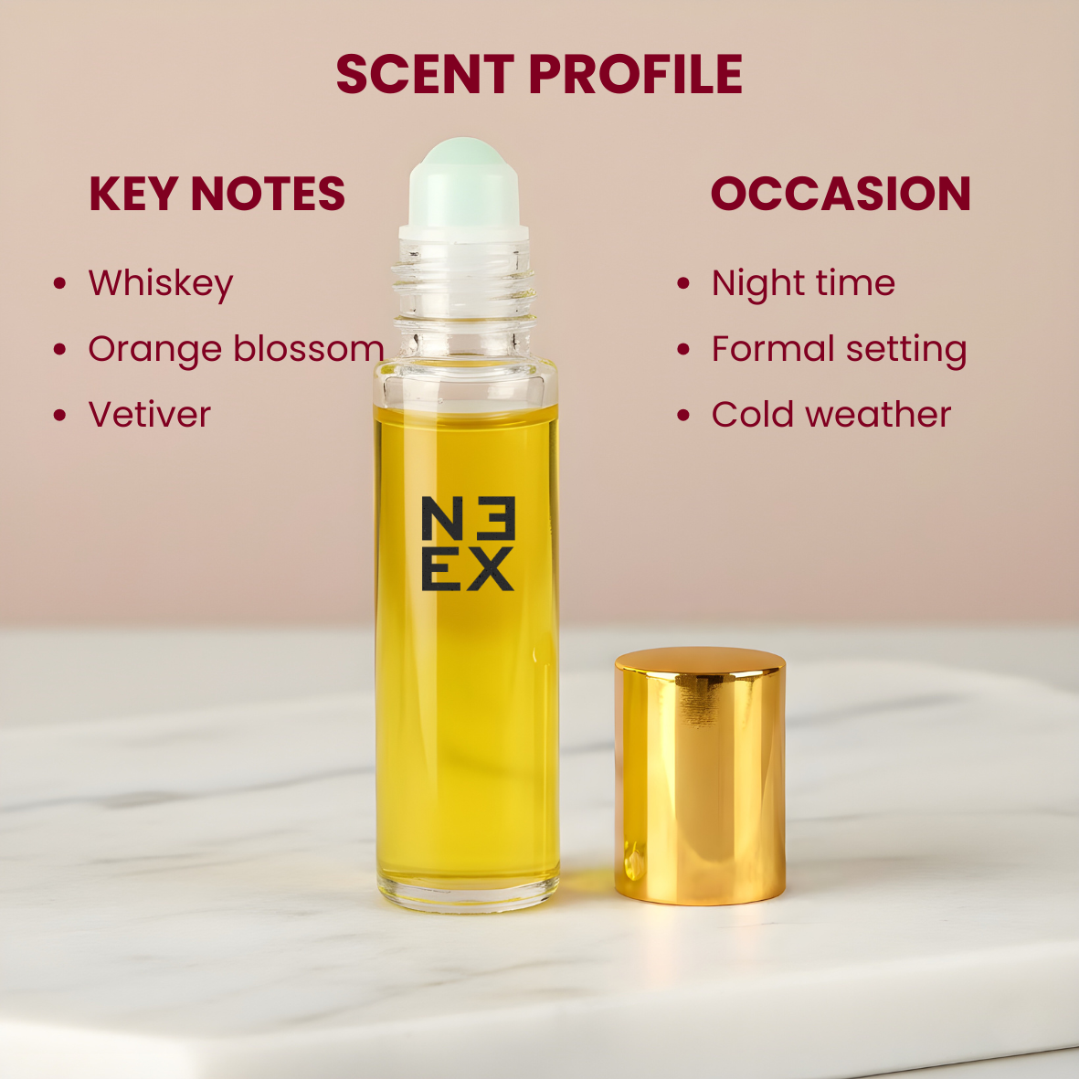 Luxury fragrance with whiskey, oak, and vanilla – sensual & elegant