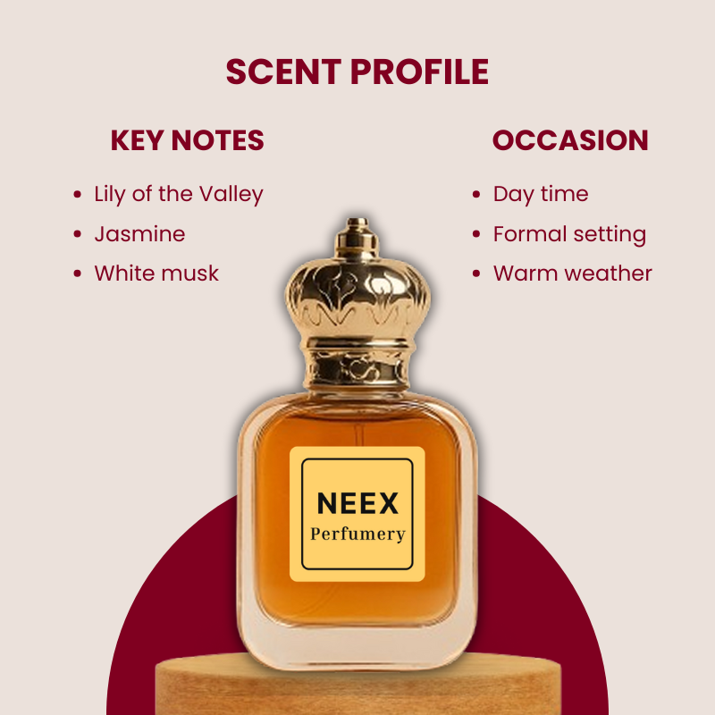 Luxury fragrance with lily of the valley, jasmine, white musk – soft & elegant