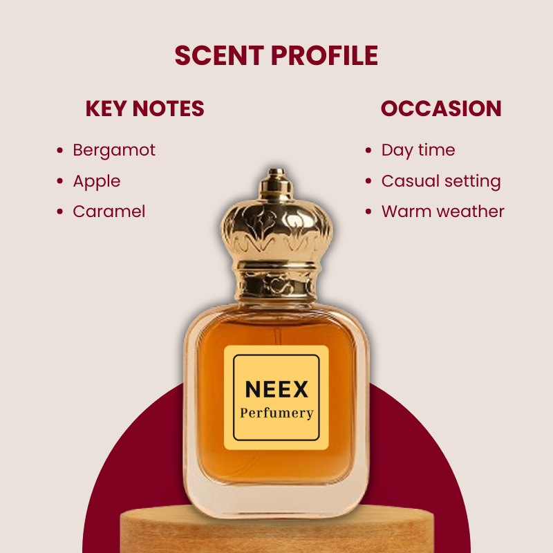 Luxury fragrance with bergamot, apple, caramel – playful & chic