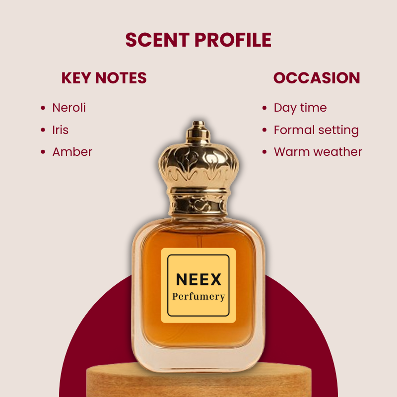 Luxury fragrance with neroli, iris, amber – clean & sophisticated