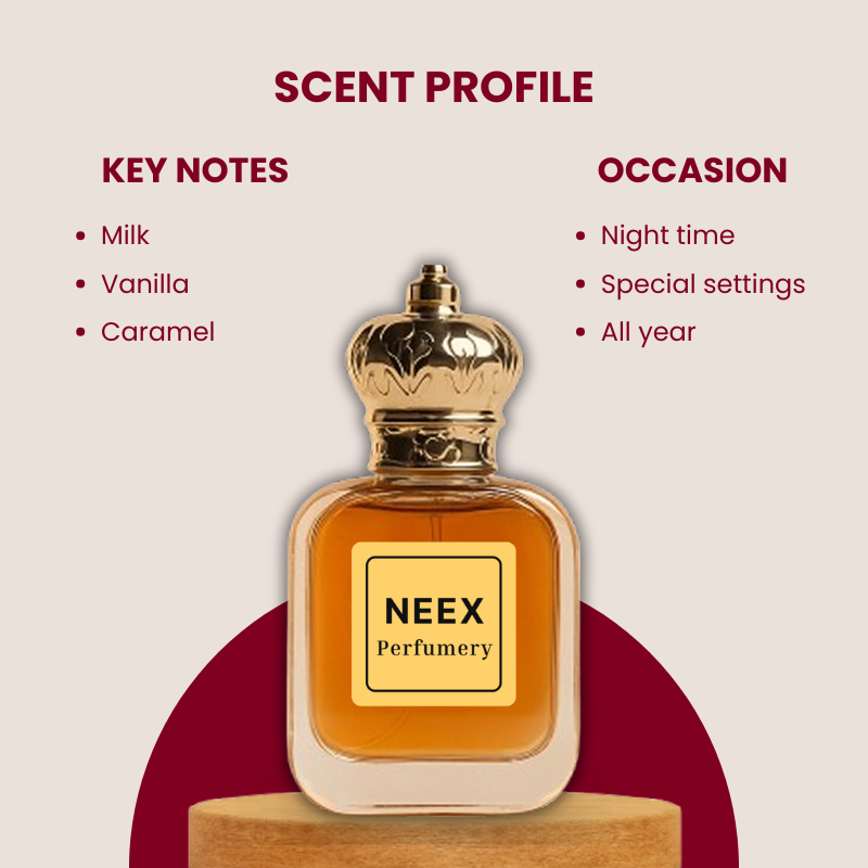 Luxury fragrance with caramel, vanilla, and milk – creamy and long-lasting