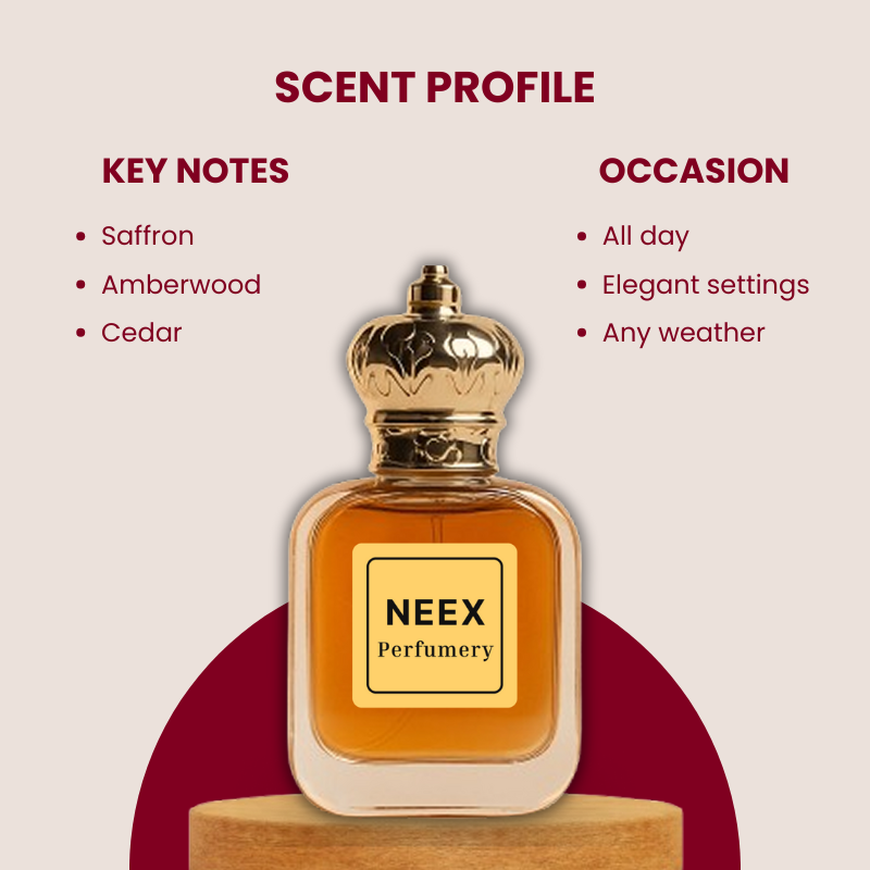 Luxury fragrance with saffron, amberwood, cedar – radiant & long-lasting
