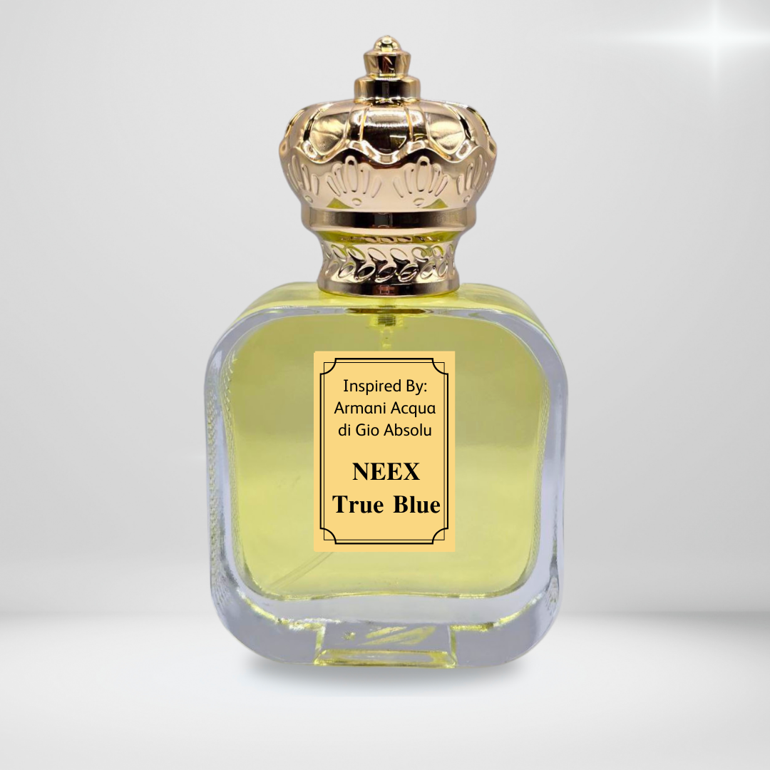NEEX True Blue perfume bottle – inspired by Acqua di Gio Absolu