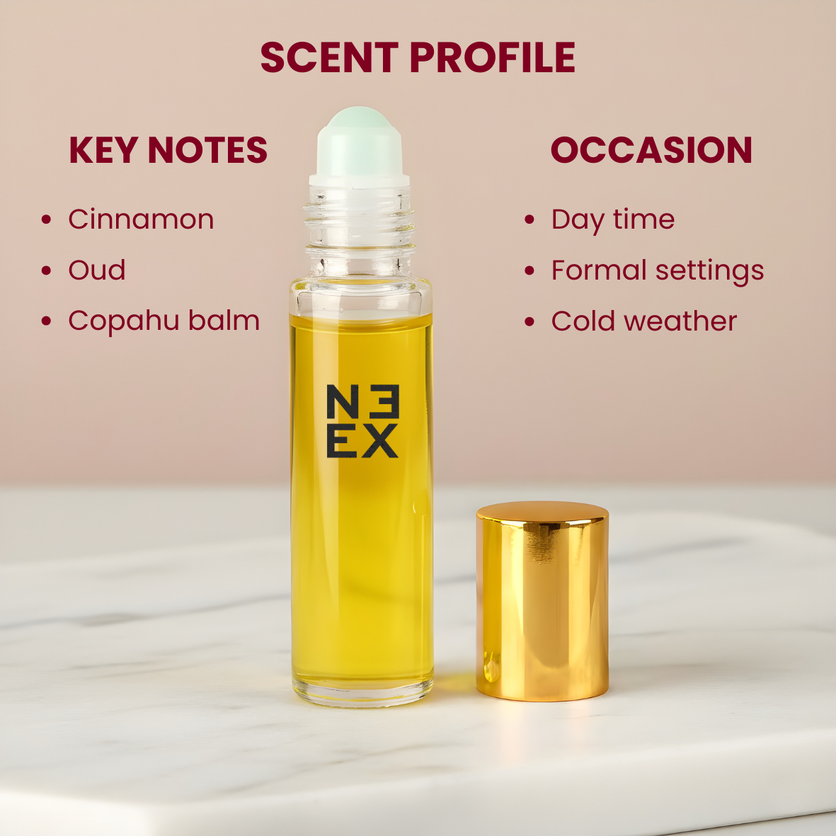 Luxury fragrance with oud, rose, and amber woods – sensual & elegant